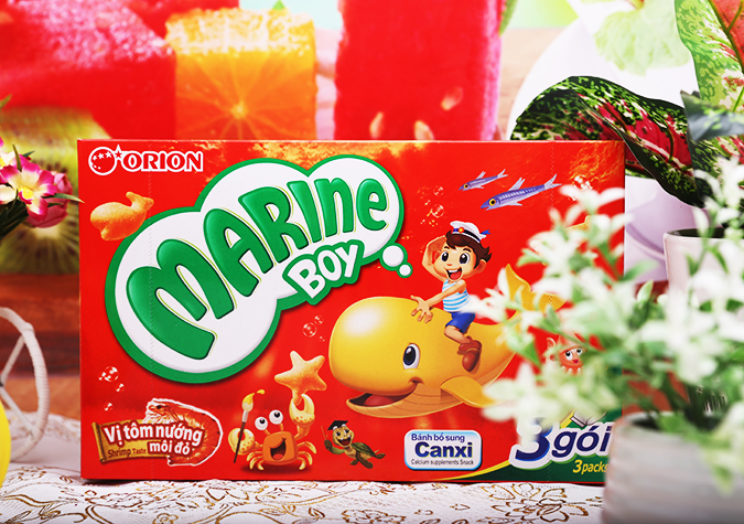 Snack marine boy vị tôm nướng Orion - lốc 10 gói