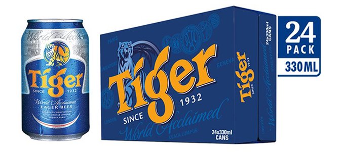 Bia nâu Tiger - thùng 24 lon (330 ml)