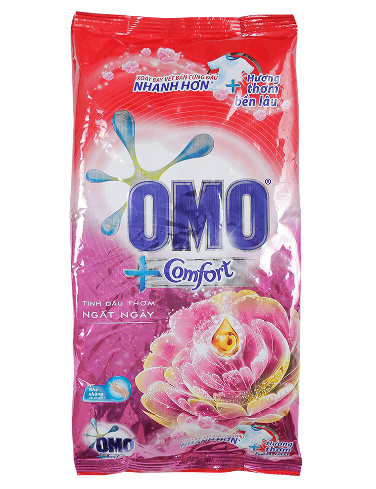 Bột giặt tinh dầu thơm ngất ngay hồng Omo Comfort - gói 720 g