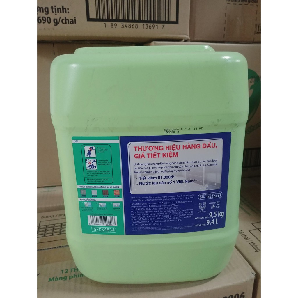 Nước lau sàn hương hoa hạ xanh lá Sunlight - can  9.5kg