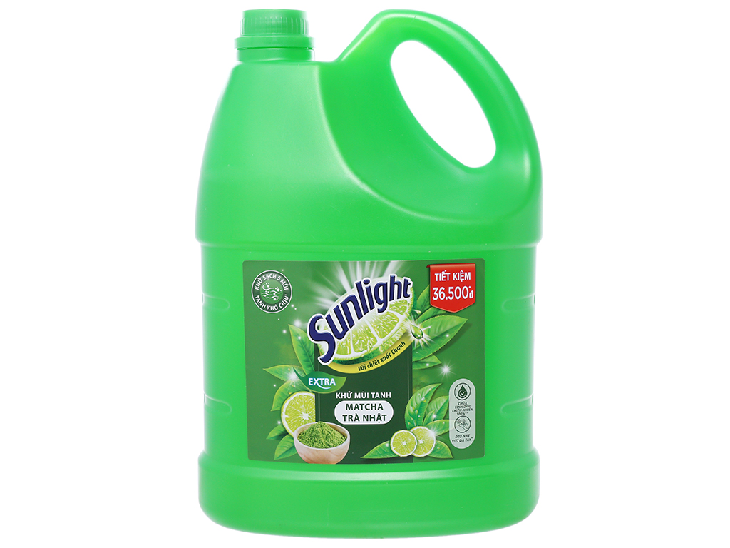 Nước rửa chén trà xanh Sunlight - can 3.6 kg