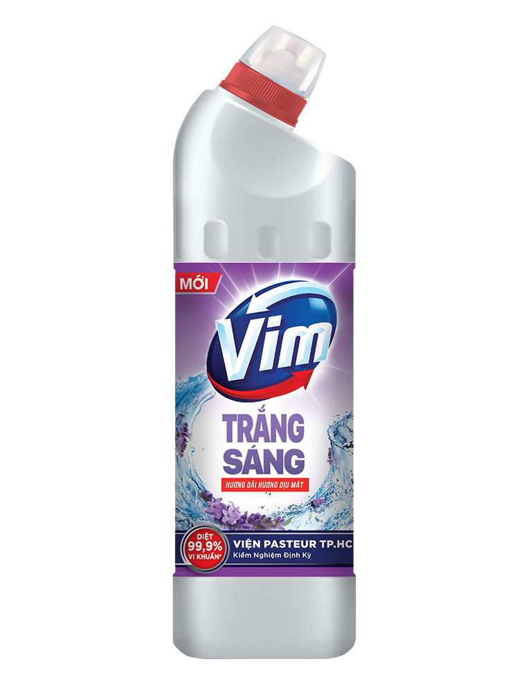 Nước tẩy nhà vệ sinh gel rửa trắng sáng hương oải hương Vim - chai 880 ml