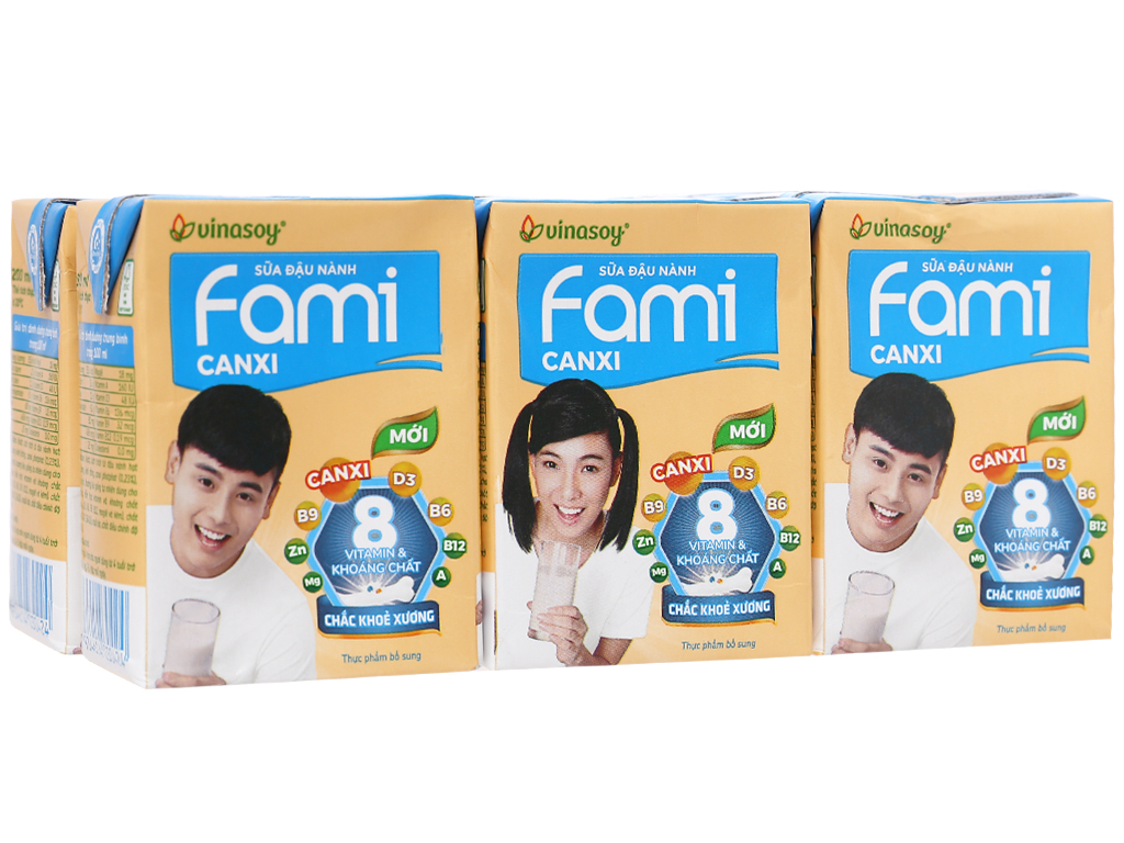 Sữa đậu nành canxi Fami - lốc 6 hộp 200 ml