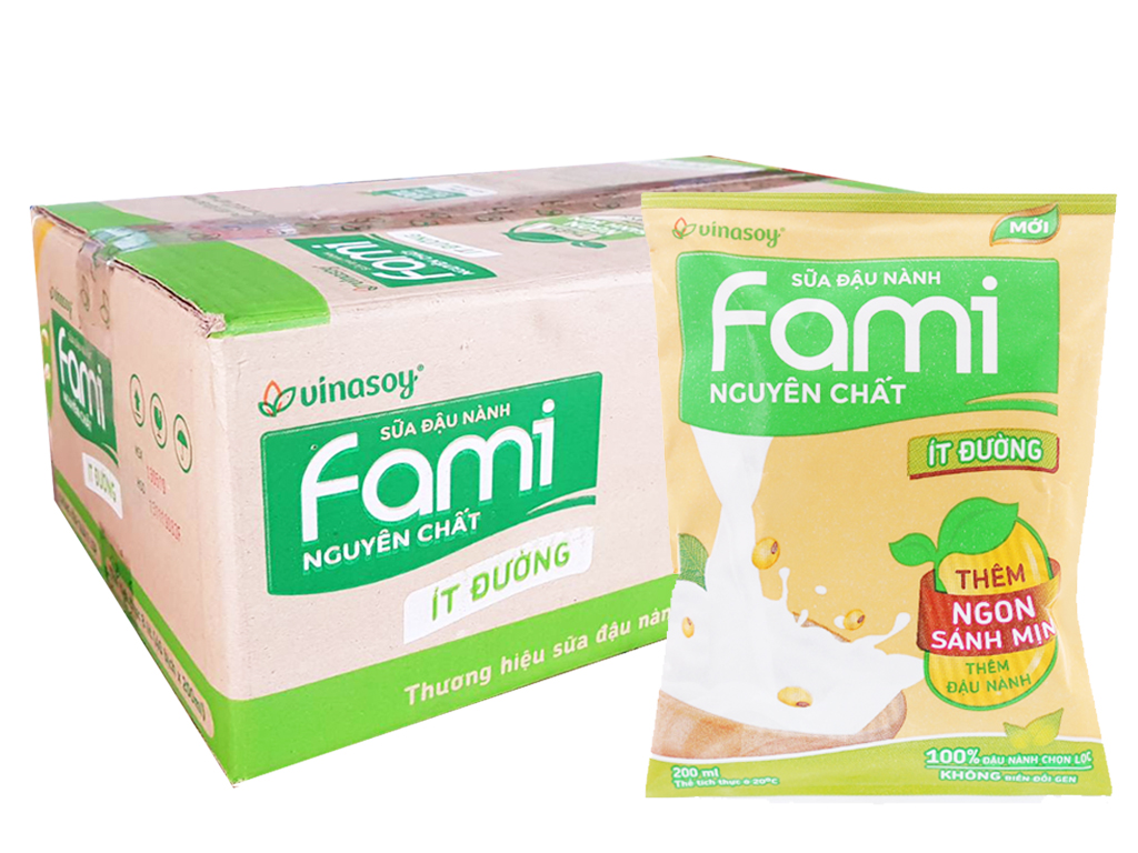 Sữa đậu nành nguyên chất  Fami - thùng 40 bịch (200 ml)