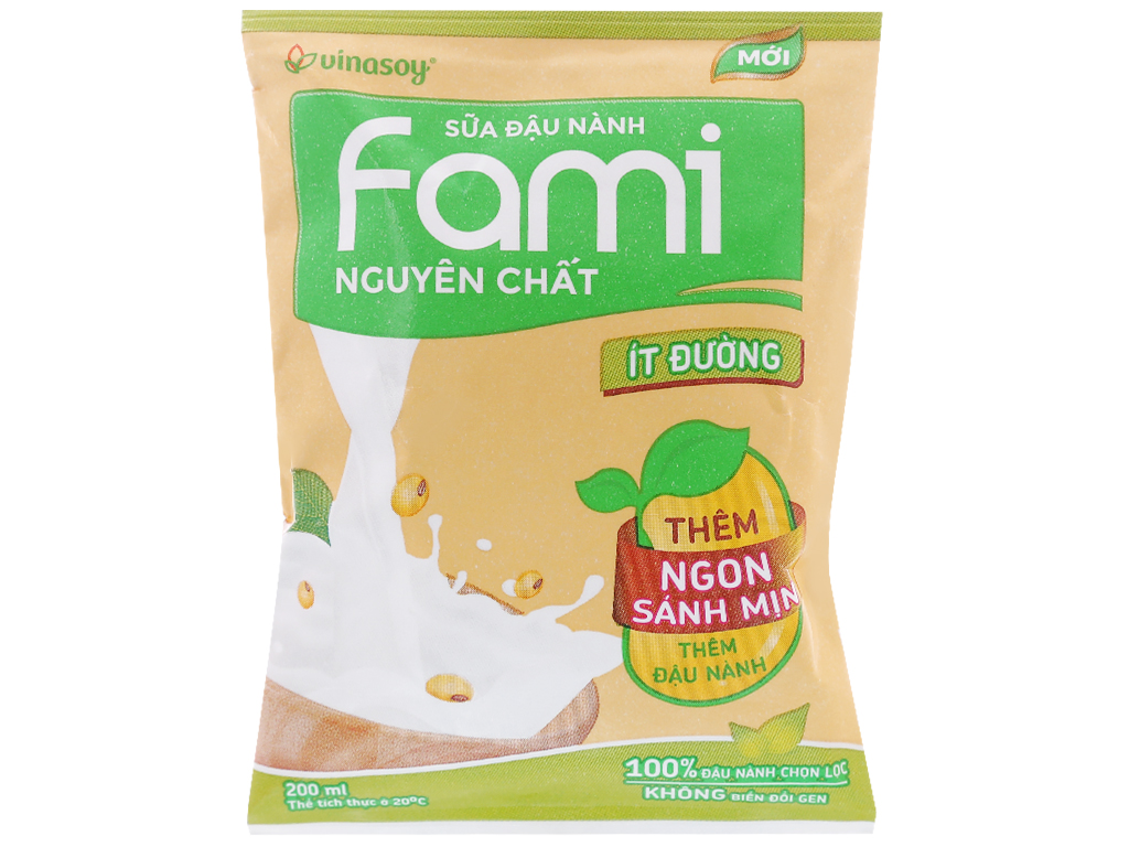Sữa đậu nành nguyên chất  Fami - bịch 200 ml