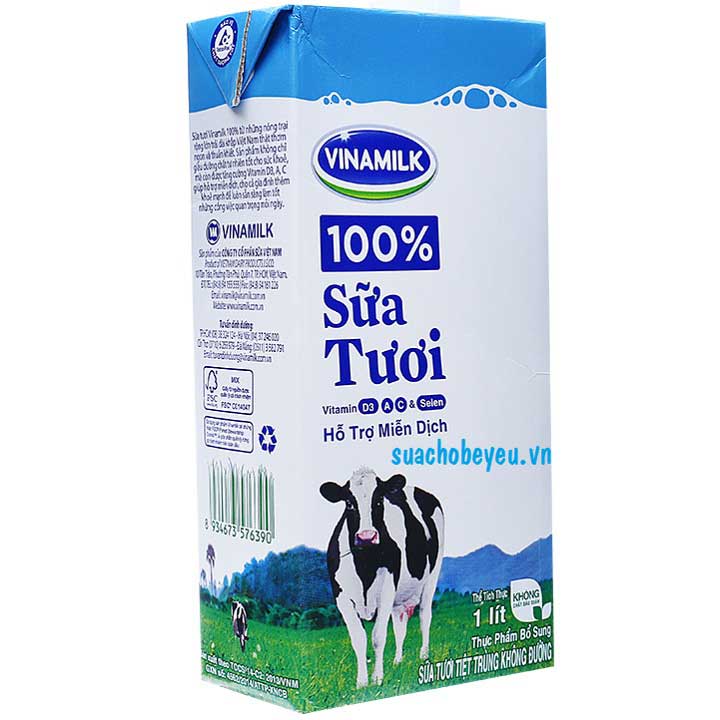 Sữa tươi tiệt trùng không đường - hộp 1 lít