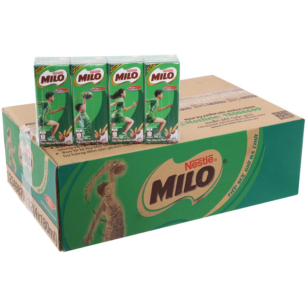 Sữa milo thức uống lúa mạch Nestle - thùng 48 hộp (180 ml )