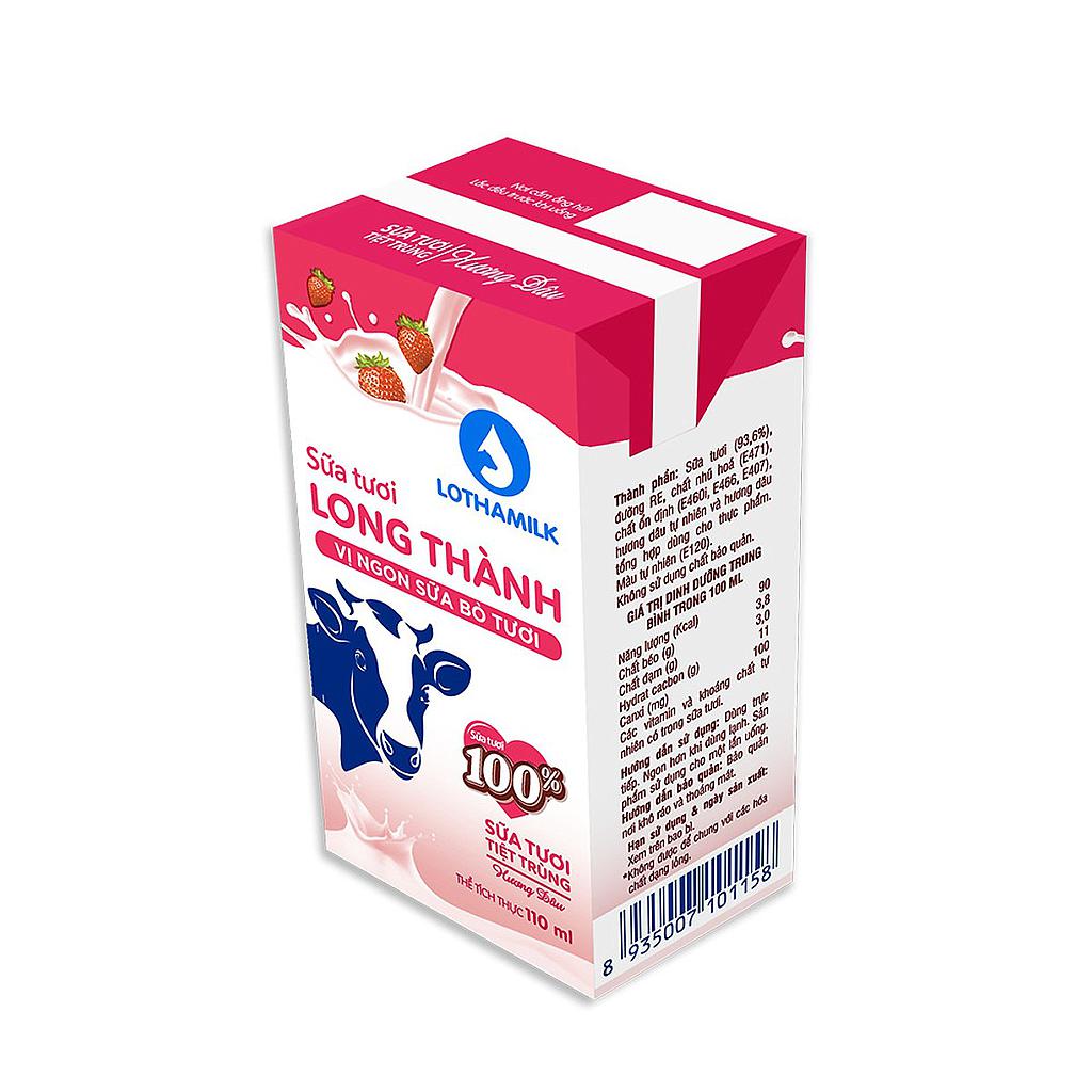 Sữa tươi tiệt trùng có đường Long Thành - hộp 110 ml
