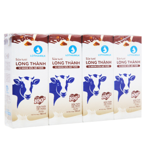 Sữa tươi tiệt trùng socola Long Thành - lốc 4 hộp (180 ml)
