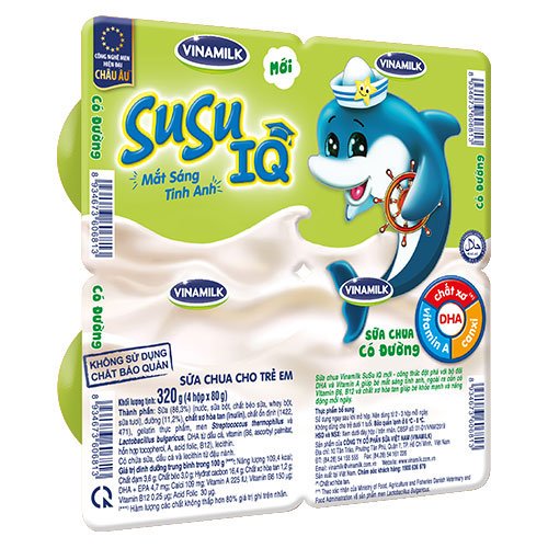 Sữa chua ăn có đường IQ SuSu - lốc 4 hộp 80g