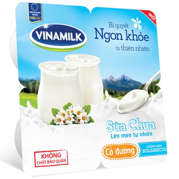 Sữa chua men tự nhiên có đường Vinamilk - lốc 4 hộp 400g