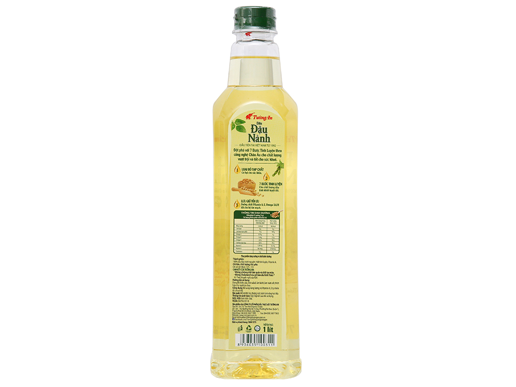 Dầu đậu nành 100% nguyên chất Tường An - chai 1 lít