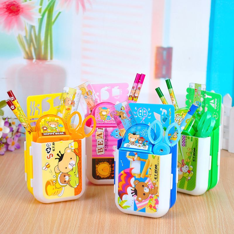 Bộ dụng cụ học tập kèm ống đựng vuông - bộ