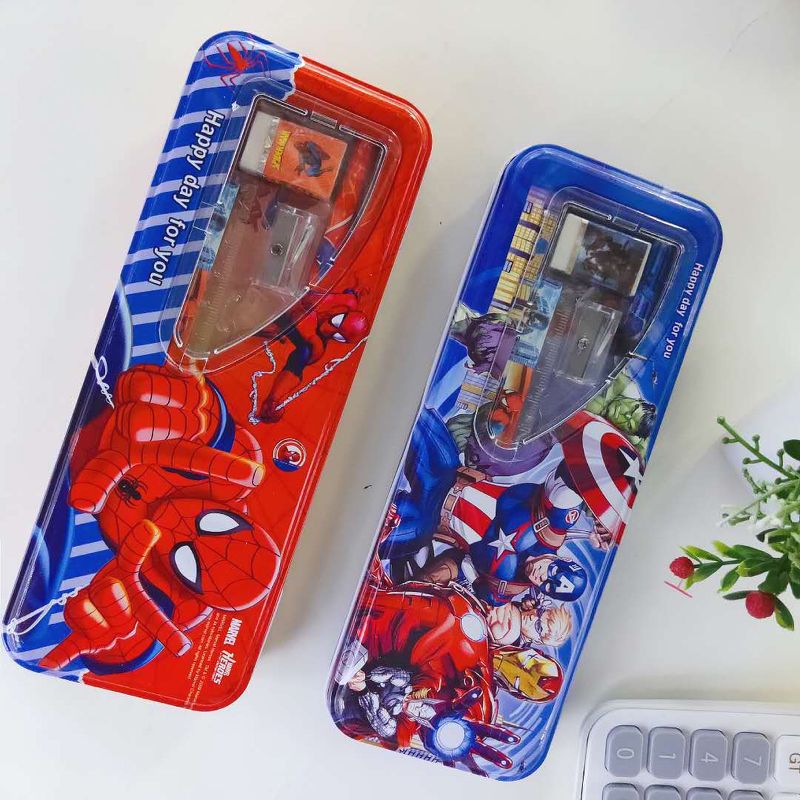 Bộ hộp bút thiếc hai ngăn nam - bộ